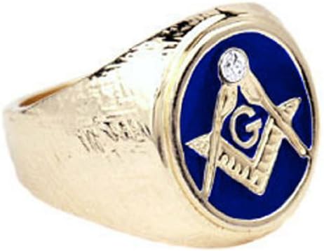 M132 Blue Round Masons Masonic Mens Ring 14kt Gold Ep Available in Sizes 9-14 Lifetime Guarantee (9)