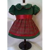 American Girl Locker - Green Velvet & Plaid Christmas Holiday Dress- fits American Girl 18" Doll Clothes