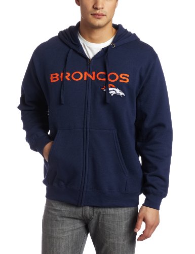 NFL Men's Denver Broncos Classic II Long Sleeve Fullzip Fleece With Hood (Athletic Navy, X-Large)