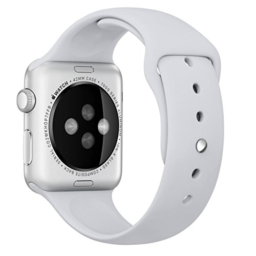 Apple Watch Band, Perman Sports Comfort Smooth Silicone Replacement Smart Watch Bracelet Strap Band Watchband for Apple Watch 42mm Gray
