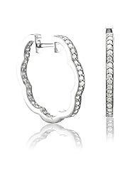 14k White Gold Inside-Out Hoop Huggies Diamond Earrings (GH, I1-I2, 0.52 carat)