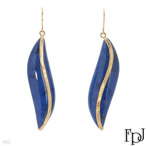 Genuine Fpj (TM) Earring. Fpj 42.1 Ctw Sodolite 14K Gold Earrings - Material/Stone: Sodolite. 10.5 Grams in Weight and 0 mm in Length. 100% Satisfaction Guaranteed.