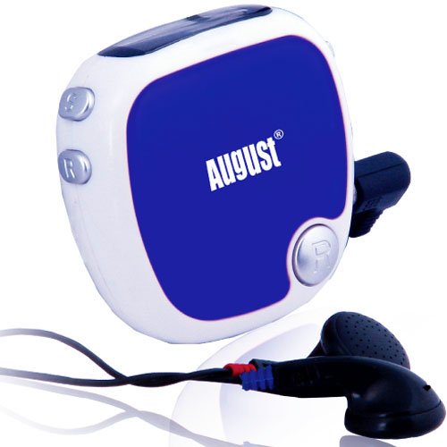 August HPC605B Blue Mini Step Counter with FM Radio and Earphones & Battery included