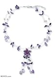 Amethyst and pearl necklace, 'Fantasy' 0.8 W 21.9 L