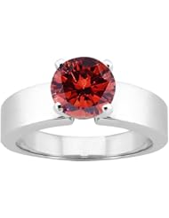 0.80 Ct Round Cognac Red SI1/SI2 Diamond 14K White Gold Ring