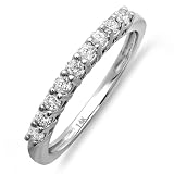 14K White Gold Round Diamond Anniversary Ring Wedding Matching Band Guard 1/3 CT (0.33 CT, G-H Color, SI-I Clarity) Discount