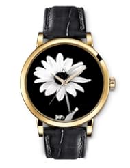 SPRAWL Aanalog Fashion Series Gold Ladies Watches of Genuine Black Leather Strap,Unique Wrist Watch for Women Girls Designed with White daisy black background