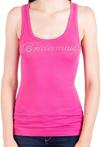 Bridesmaid Rhinestone Longer Length Tank (Large, Berry Pink)