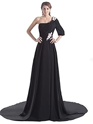 A-line One Shoulder Natural   Waistline Floor Length Lace Chiffon Prom Dress 
