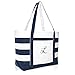 DALIX Premium Beach Bags Striped Navy Blue Zippered Tote Bag Monogrammed L