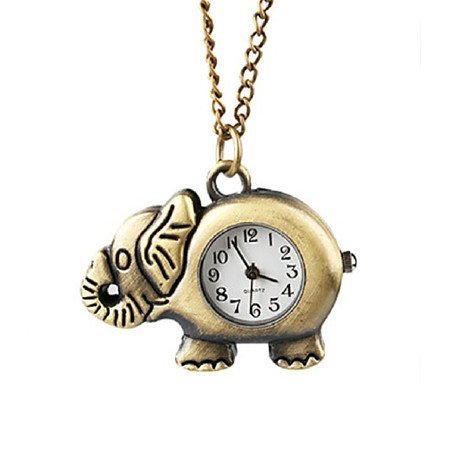 Women's Pocket Watch Elephant Shape Color Bronzy