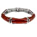 Acosta Jewellery - Red Metallic Enamel Links - Gothic Stretch Fashion Bracelet (Silver Coloured)