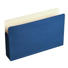 Wilson Jones ColorLife File Pocket, Moisture/Tear Resistant, 5 1/4-Inch Expansion, Legal Size (9.5-Inch x 14.75-Inch), Dark Blue, 10 per box (WCC76BL)