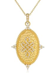 Freida Rothman Belargo Jewelry Love Knot Hammered Oval Pendant Necklace