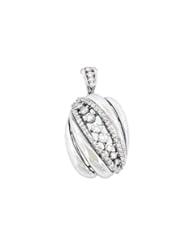 Ladies 14K White Gold 0.78Ct Round Cut Diamond Designer Oval Charm Pendant 6.1Gr