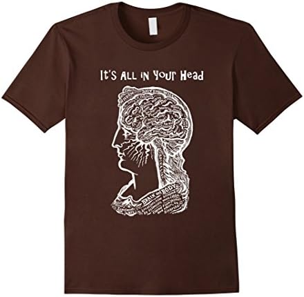 Men's Science Psychology Shirt - All in Your Head Psych T Shirt Medium Brown
