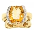 Filigree Ring in Yellow Gold with 6 Carat Citrine and Round-brilliant Diamonds