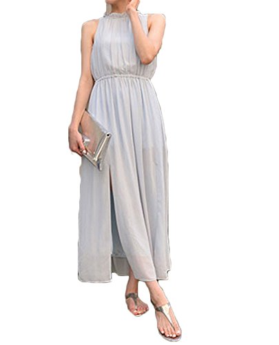 (ディーコッテ)D'Kotte レディース 春 夏 ワンピース ドレス ロング マキシ シフォン ノースリーブ ハイネック プリーツ 無地 neaa262