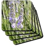 Inspirational Joy Lavender Flowers - Set Of 4 Ceramic Tile Coasters