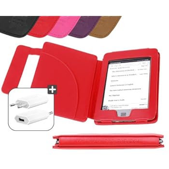 DURAGADGET Housse Etui Rouge de Luxe en Cuir Véritable style livre pour le Nouveau Lecteur de Livre Electronique Amazon Kindle TOUCH (dernière / nouvelle génération, 2012), WIFI & 3G, écran tactile 6