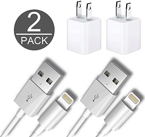 RB Cellular Quick Charging Set - 8 Pin Syncing USB Chargers and 1A Wall Adapters for Iphone 5 5s 5c se 6 6s 7 se plus beats pill ios10 (White 2x2 - Combo)