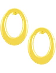 14 Karat Yellow Gold Puffed Oval Dangle Earrings