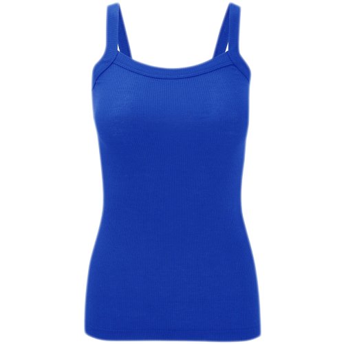 Fashion Wardrobe Womens Plain Ribbed Vest Tops Ladies Strappy Long