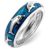 ROYAL BLUE ENAMEL RING SIZES 5-10 Dolphin