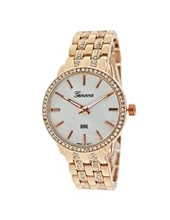 Mark Naimer Womens Watch in Rose Gold Color with Stone Studs, Japan Quartz Movement