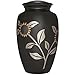 Sunflower Funeral Cremation Urn for Human Ashes by Liliane - Brass - Suitable for Cemetery Burial or Niche - Large for Remains of Adults up to 200 lbs - Miraflores Black and Gold Rose