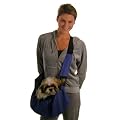 Dog Sling Carrier for Small Dogs & Pets. Over the shoulder design. Adjustable strap, collar / harness safety clip & small zipped pocket. Black