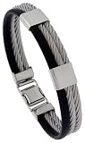 8 in. Solid Stainless Steel Cable and Rubber Bracelet