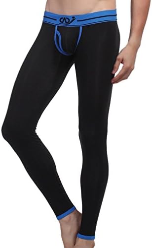 ZIHAN Men's Breathable Cotton Solid Slim Legging Pants Small Black