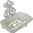 Creamy White Aged Vintage Style Metal Wall Mounted Saop Dish, Design 3