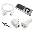 Apple iPod Nano 4th Generation Chromatic (4G) (CLEAR) Crystal Acrylic Hard Snap On Case / Shell, with Retractable 3.5mm to 3.5mm Auxilary Cable + Charging Combo of USB Data 2in1 Sync Cable and USB Car and Wall / Travel Charger