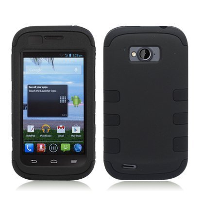 AIMO Progressive Combat Armor Case for ZTE Savvy Z750C [Straight Talk, Net10] - (Black / Black)
