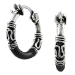 Sterling Silver Celtic Black Hoop Earrings
