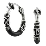 Sterling Silver Celtic Black Hoop Earrings
