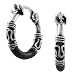 Sterling Silver Celtic Black Hoop Earrings