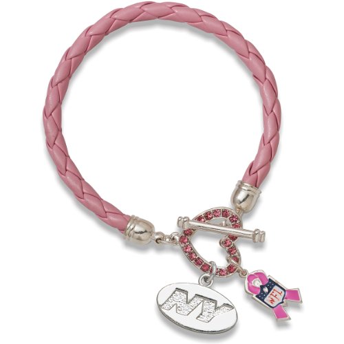 NFL New York Jets Breast Cancer Awareness Support Bracelet, One Size Fits All, Pink Crystals at Amazon.com