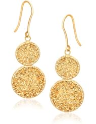 14K Yellow Gold Golden Drusy Double Drop Earring