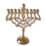 Alef Judaica M7383 Brass Web Menorah with Star of David on Top
