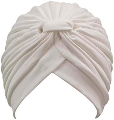 Encan Womens Classic Cotton Cancer Turban for women in Chemotherapy, White, One szie