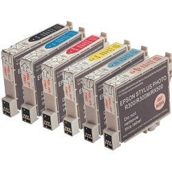 Epson Compatible T048 6-Pack (Bk/C/M/Y/LC/LM) Patent Free for Epson Stylus Photo R200, R300, R220, RX500,RX600, RX620 etc