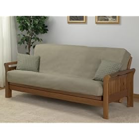 3pc Southern Textiles Beige Full Size Futon Cover and 2 Pillows by DS-Southern Textiles