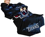 NFL Tennessee Titans Adult Comfy Throw, Officially Licensed Blanket with Sleeves by Northwest, "Smoke" Design