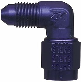 Earl's 921106 Blue Anodized Aluminum 90-degree -6AN Male to -6AN Female Swivel Adapter