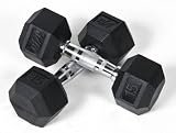 Pair of 15 lbs Rubber Coated Hex Dumbbells