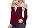 FUNOC® Womens Sexy V-Neck Lace Off Cut Out Shoulder Long Sleeve Tops Shirt