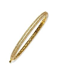 Sterling Silver Yellow Plated with CZ Hinged Bangle